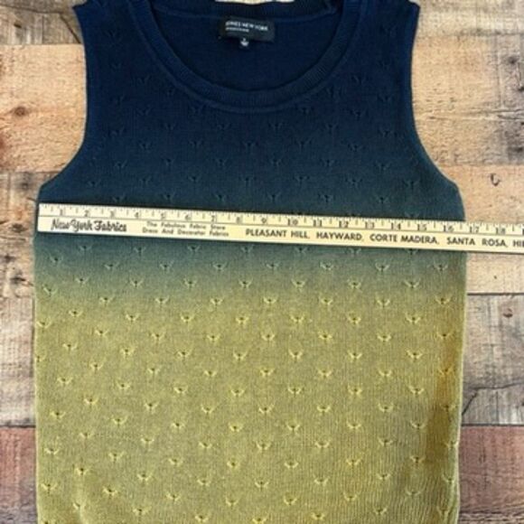 Jones New York Linen Sleeveless Knit Tank Sweater Ombre Olive Green Small - Picture 8 of 9